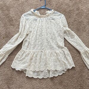 Chic Cream Lace Blouse for Women